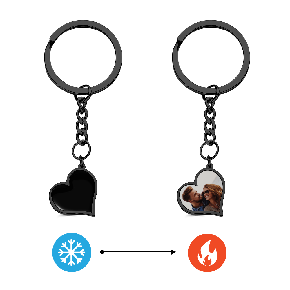 Personalized Photo Temperature-Sensitivel Color-Changing Keychain Gift for Lover