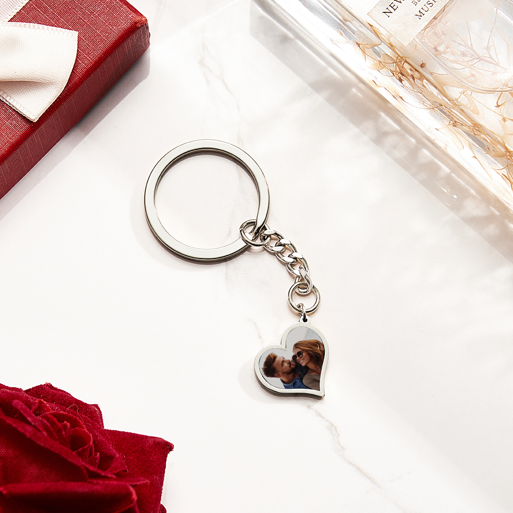 Personalized Photo Temperature-Sensitivel Color-Changing Keychain Gift for Lover