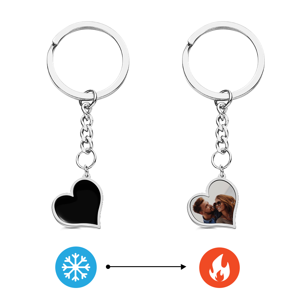 Personalized Photo Temperature-Sensitivel Color-Changing Keychain Gift for Lover