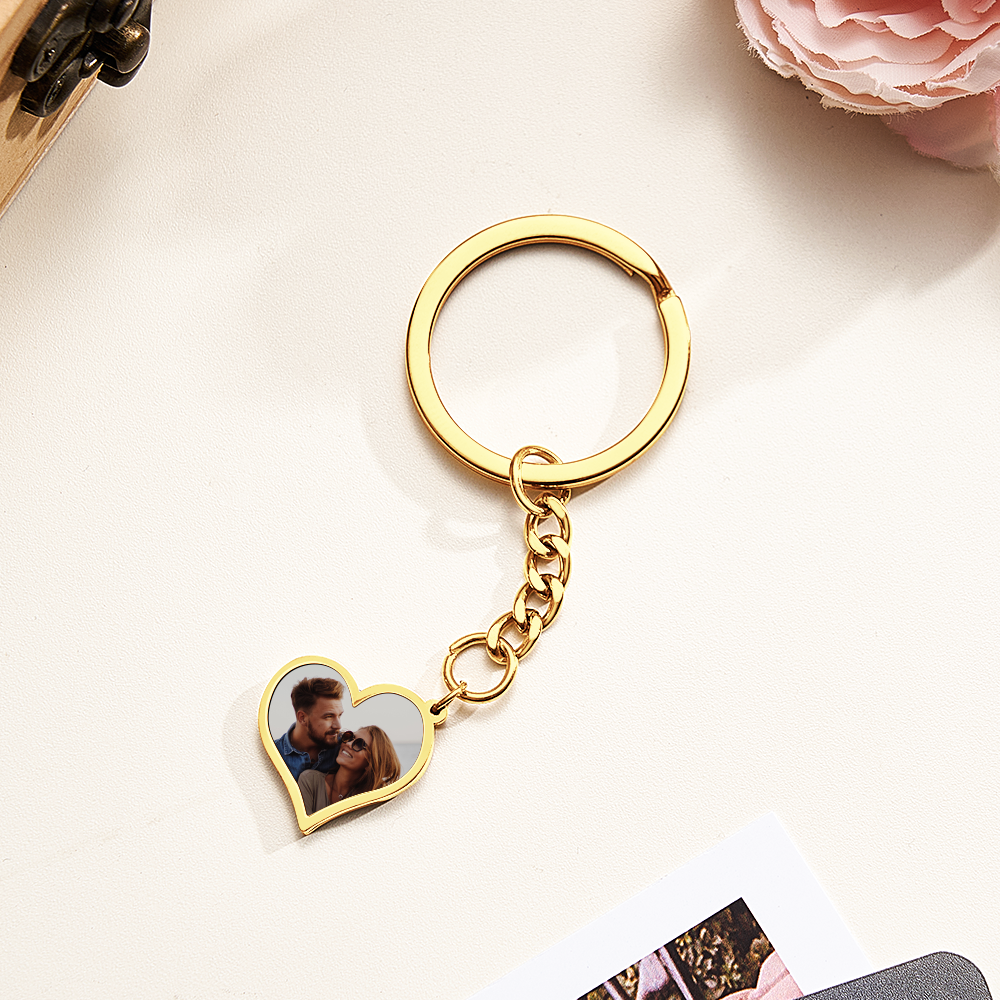 Personalized Photo Temperature-Sensitivel Color-Changing Keychain Gift for Lover