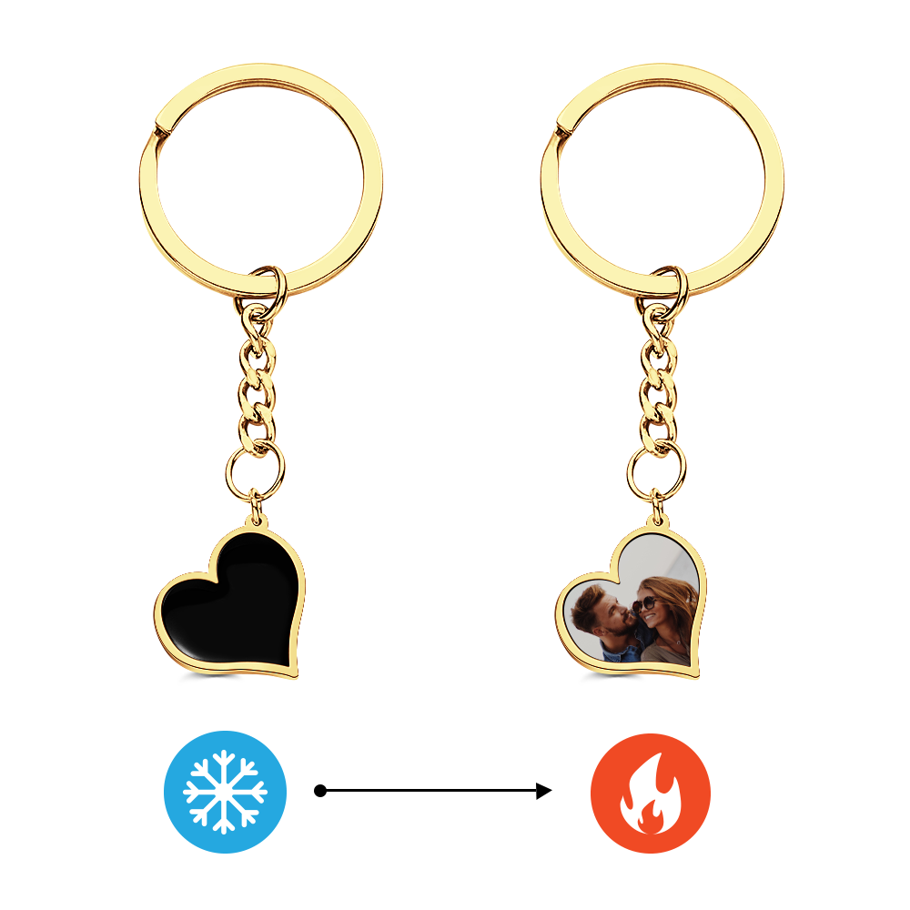 Personalized Photo Temperature-Sensitivel Color-Changing Keychain Gift for Lover