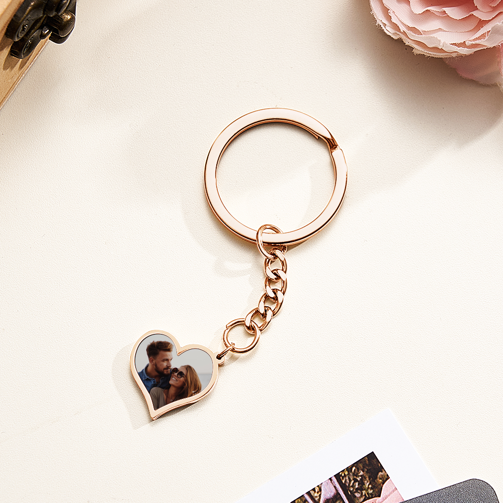 Personalized Photo Temperature-Sensitivel Color-Changing Keychain Gift for Lover