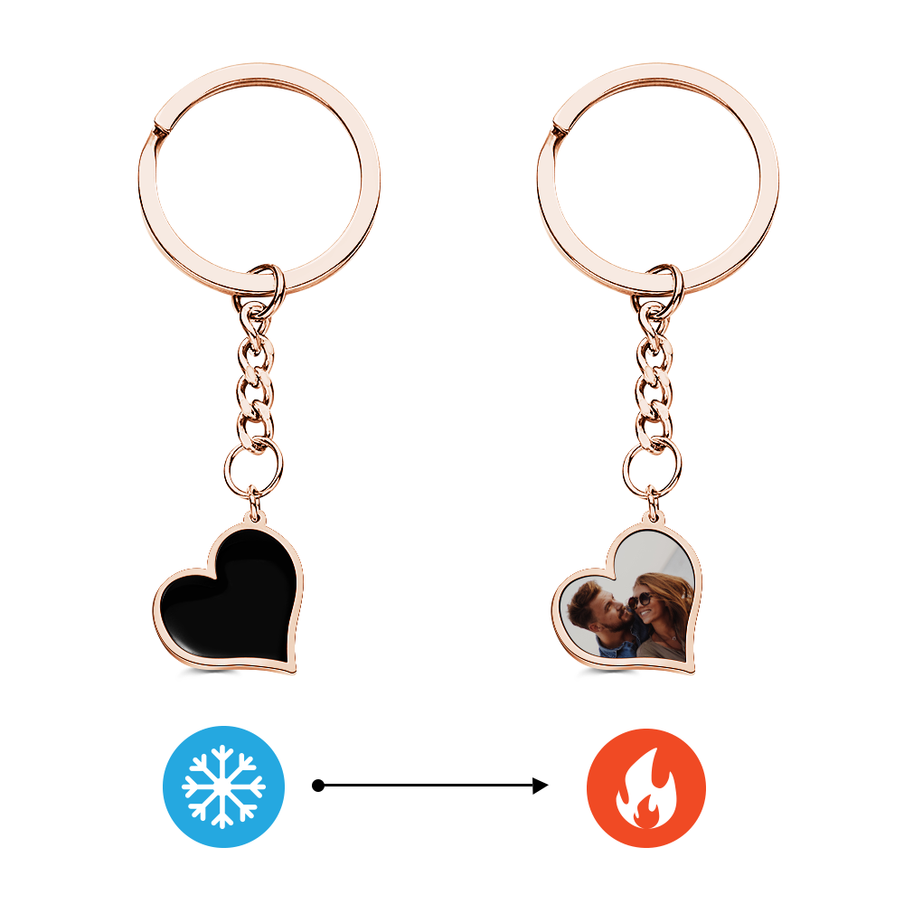 Personalized Photo Temperature-Sensitivel Color-Changing Keychain Gift for Lover