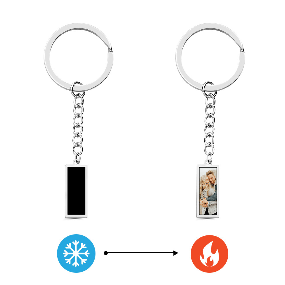 Personalized Photo Temperature-Sensitivel Color-Changing Magic Keychain Gift for Couple