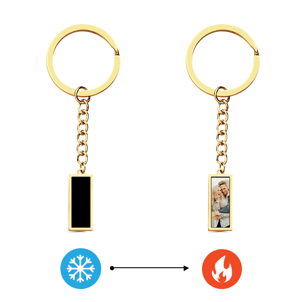 Personalized Photo Temperature-Sensitivel Color-Changing Magic Keychain Gift for Couple