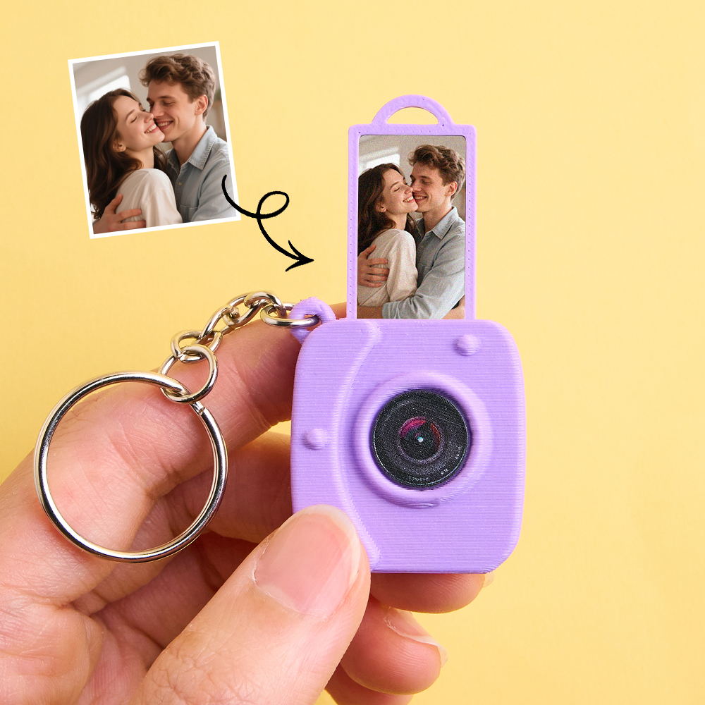 Custom Mini Camera Keychain with Photo  Personalized 3D Printed Acrylic and PLA Accessory Gift for Fashion Photography Lovers - MyPhotoSocks