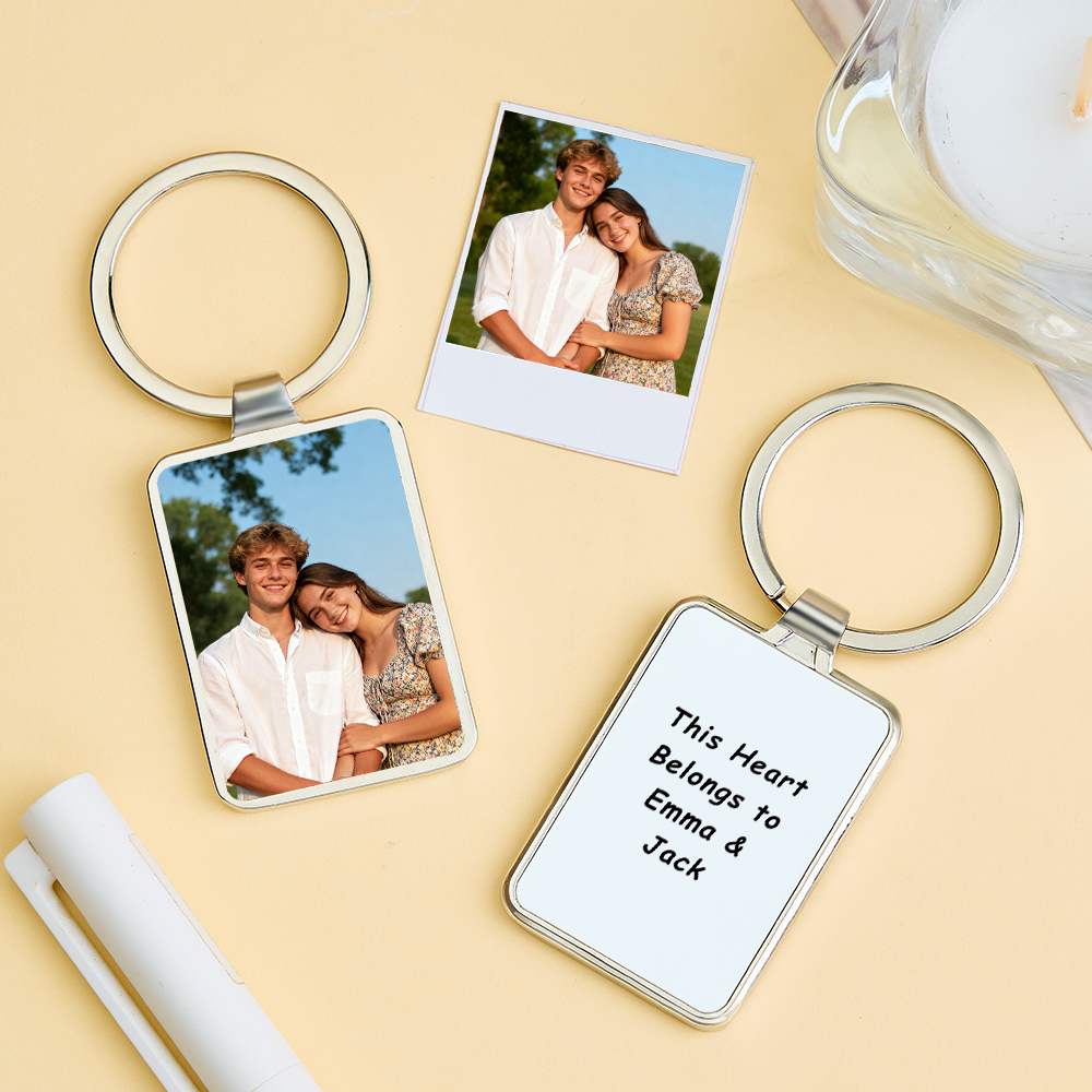 Custom Christmas Couple Photo Keyring  Personalized Gift for Him or Her Romantic Keepsake Stocking Stuffer Idea - MyPhotoSocks