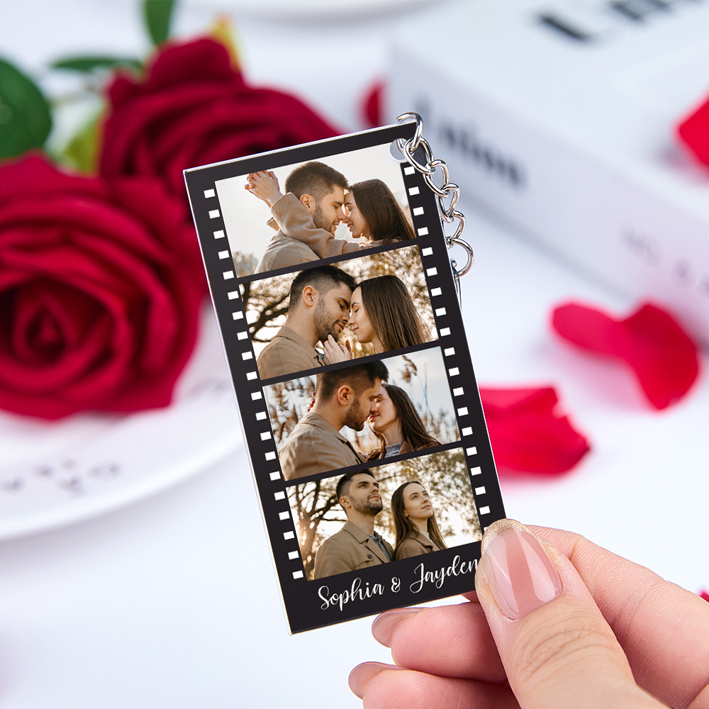 Custom Acrylic Film Keychain Couple You & Me Photo and Text Acrylic Keychain Creative Gifts Valentine Gift Keychain