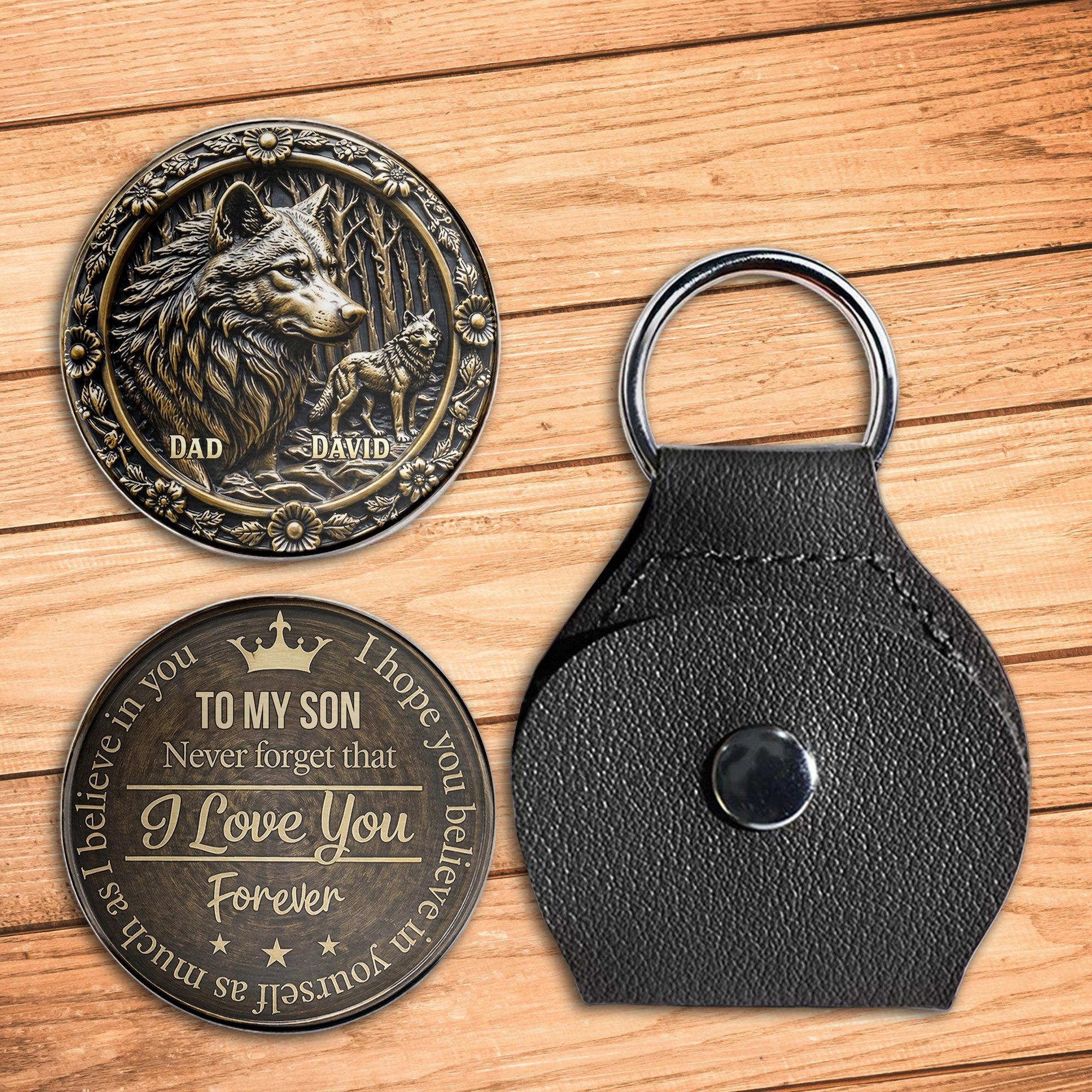 To My Son Never Forget That I Love You Forever Wolf Pocket Hug - Personalized Custom Pocket Hug