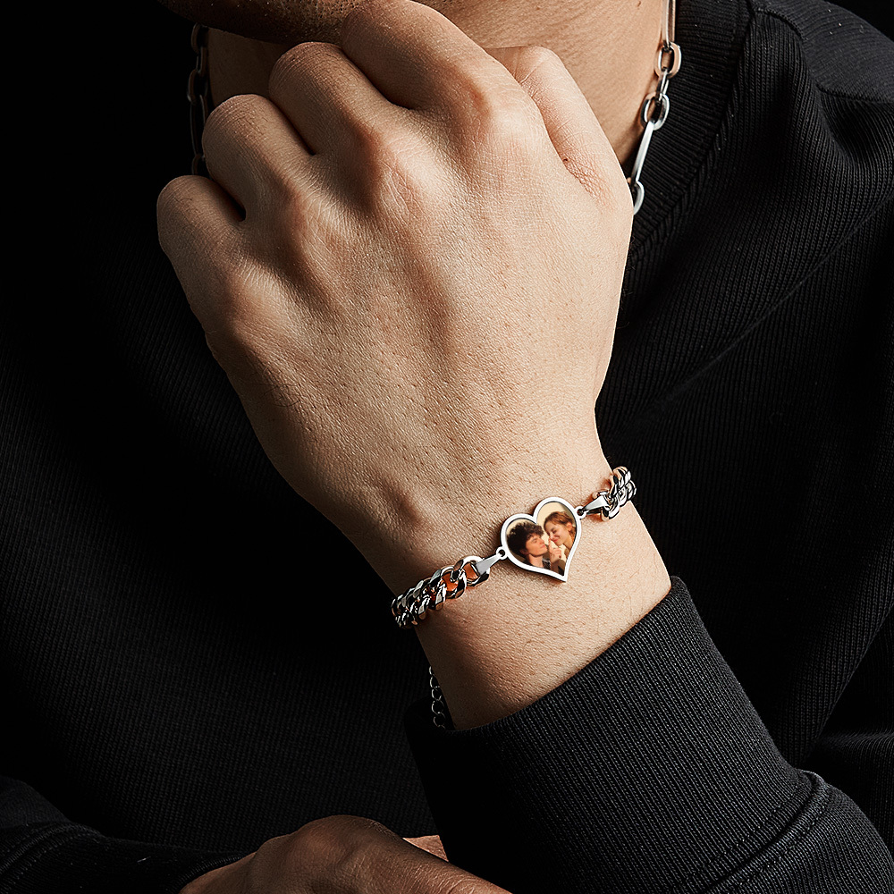 Personalized Temperature-Sensitive Photo Bracelet Magic Photo Men's Bracelet Best Gift For Him