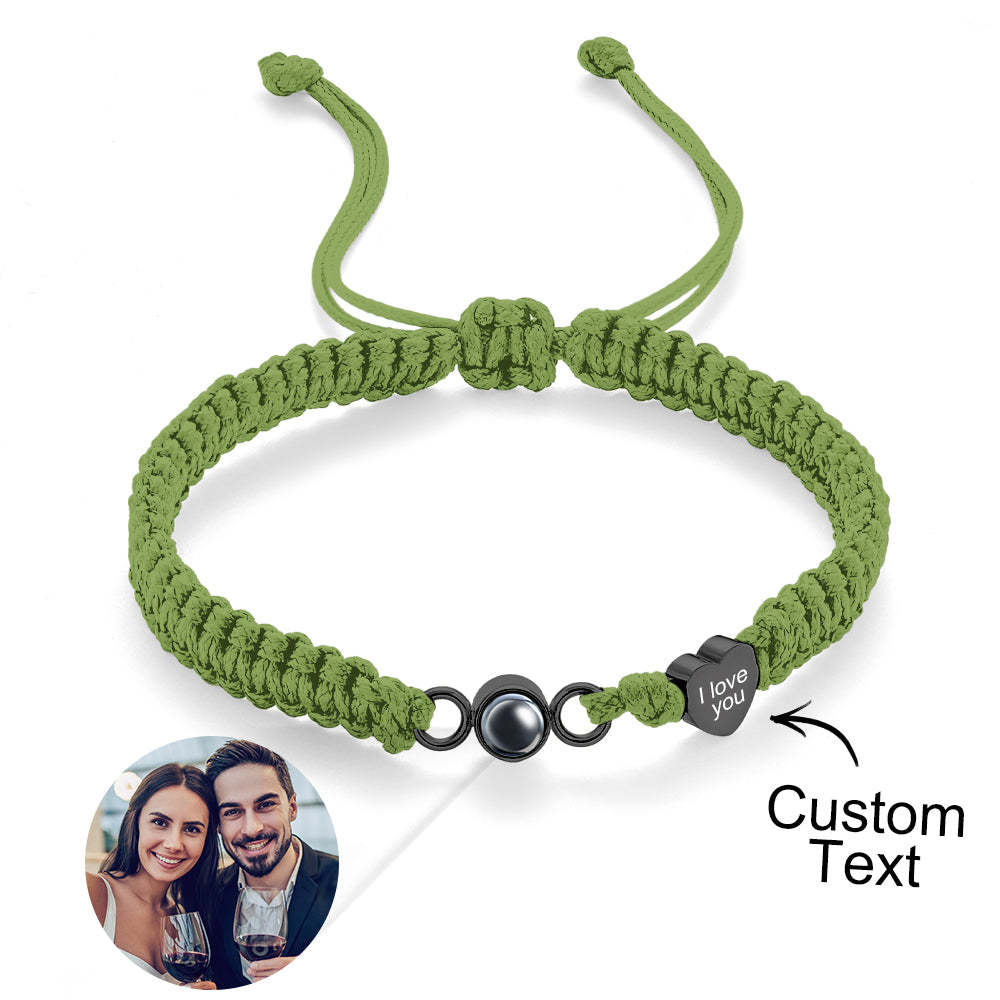 Custom Photo Projection Bracelet Heart Couple Gift - SantaSocks