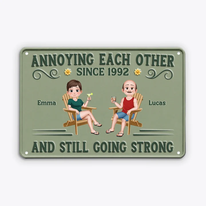 [3D Print Effect] We Annoy Each Other – Personalized Gifts for Couples | Cartoon Flower Door Sign