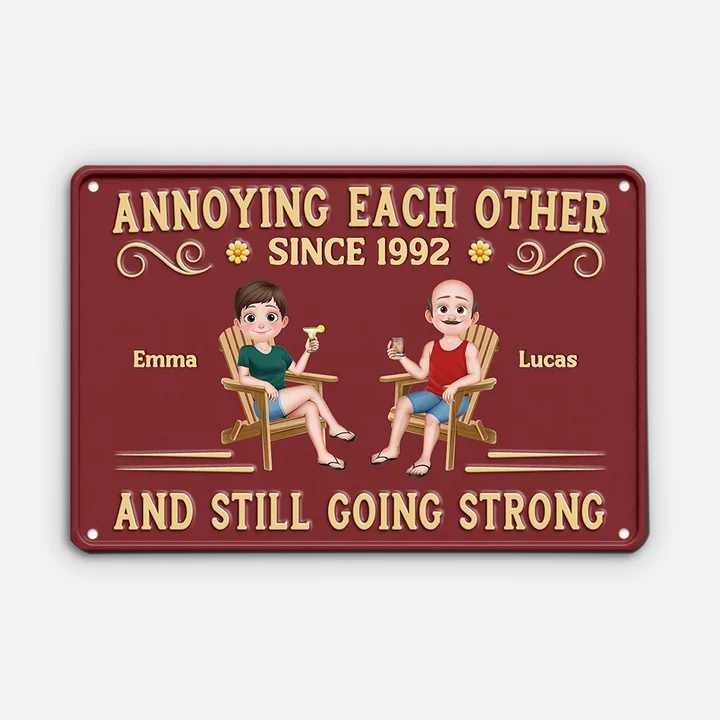 [3D Print Effect] We Annoy Each Other – Personalized Gifts for Couples | Cartoon Flower Door Sign