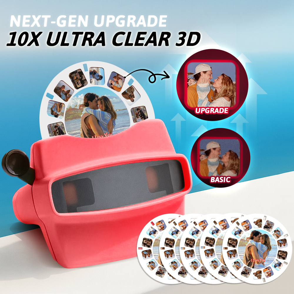 Custom 3D Viewfinder and Reel  Personalized Pink Christmas Gift with Your Own Photos Text and Photo Viewer Multiple Films Available Red Viewfinder - MyPhotoSocks