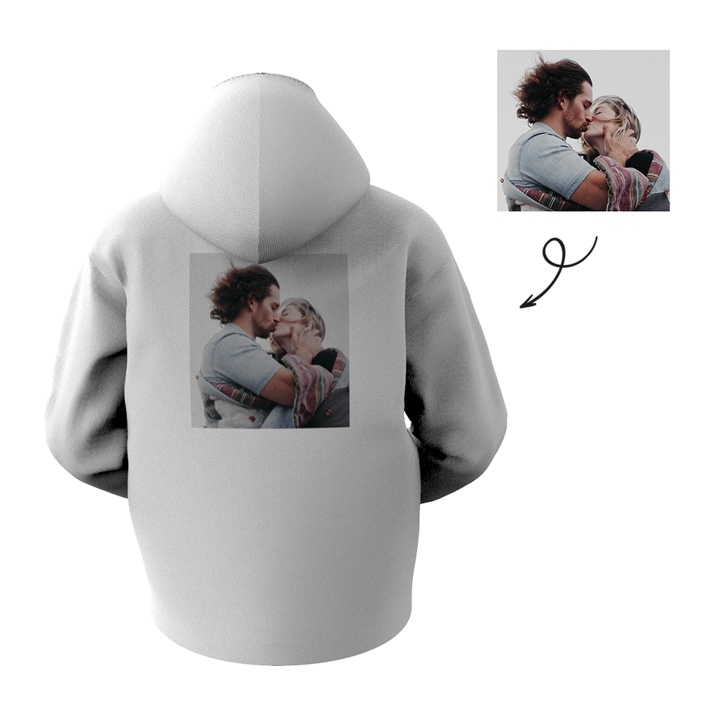 Custom Men's White Hoodie Chest Text-MyPhotoSocks