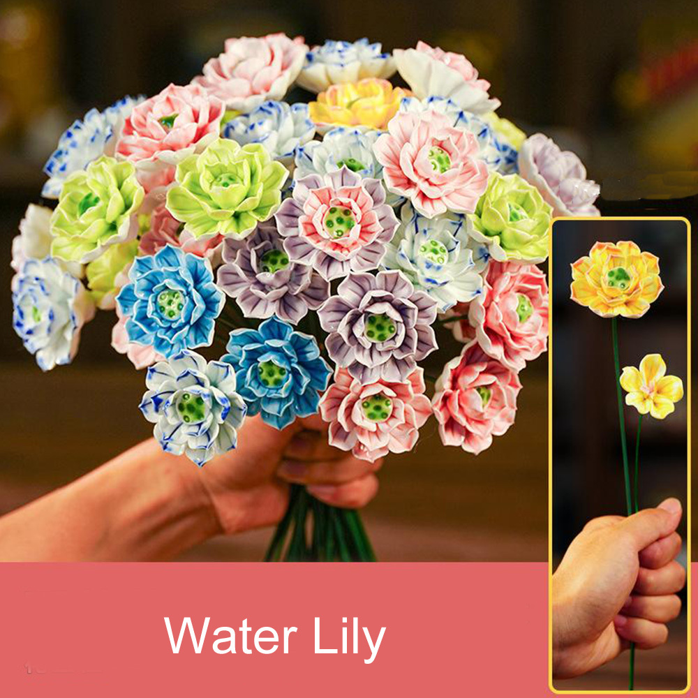 Handcrafted Ceramic Flower Bouquet Everlasting Blooms for DIY Home Decor, Perfect for Valentine'S Day, Christmas, Mother'S Day Gift