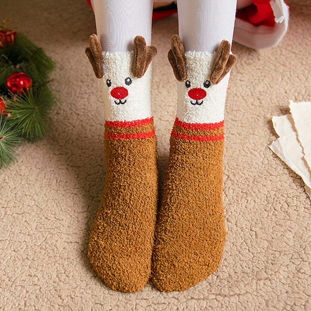 Christmas Socks Plush Coral Fleece Parent-child Christmas Socks Winter Home Floor Socks Christmas Gifts - MyPhotoSocks