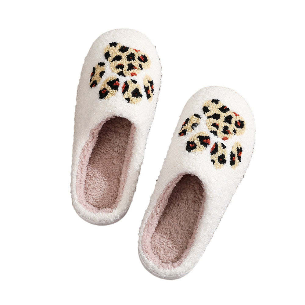 Christmas Slippers Leopard Paw Print Shoes Home Cotton Slippers - MyPhotoSocks