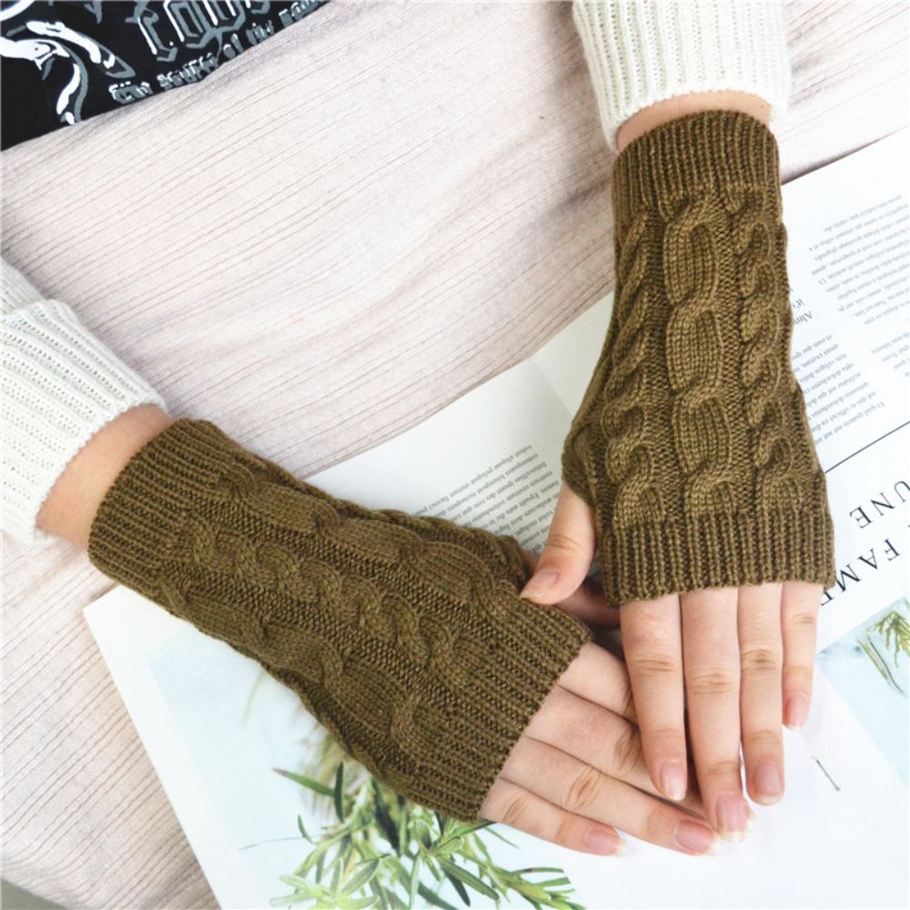 Knitted Half Finger Gloves Cycling Thermal Short Gloves-MyPhotoSocks