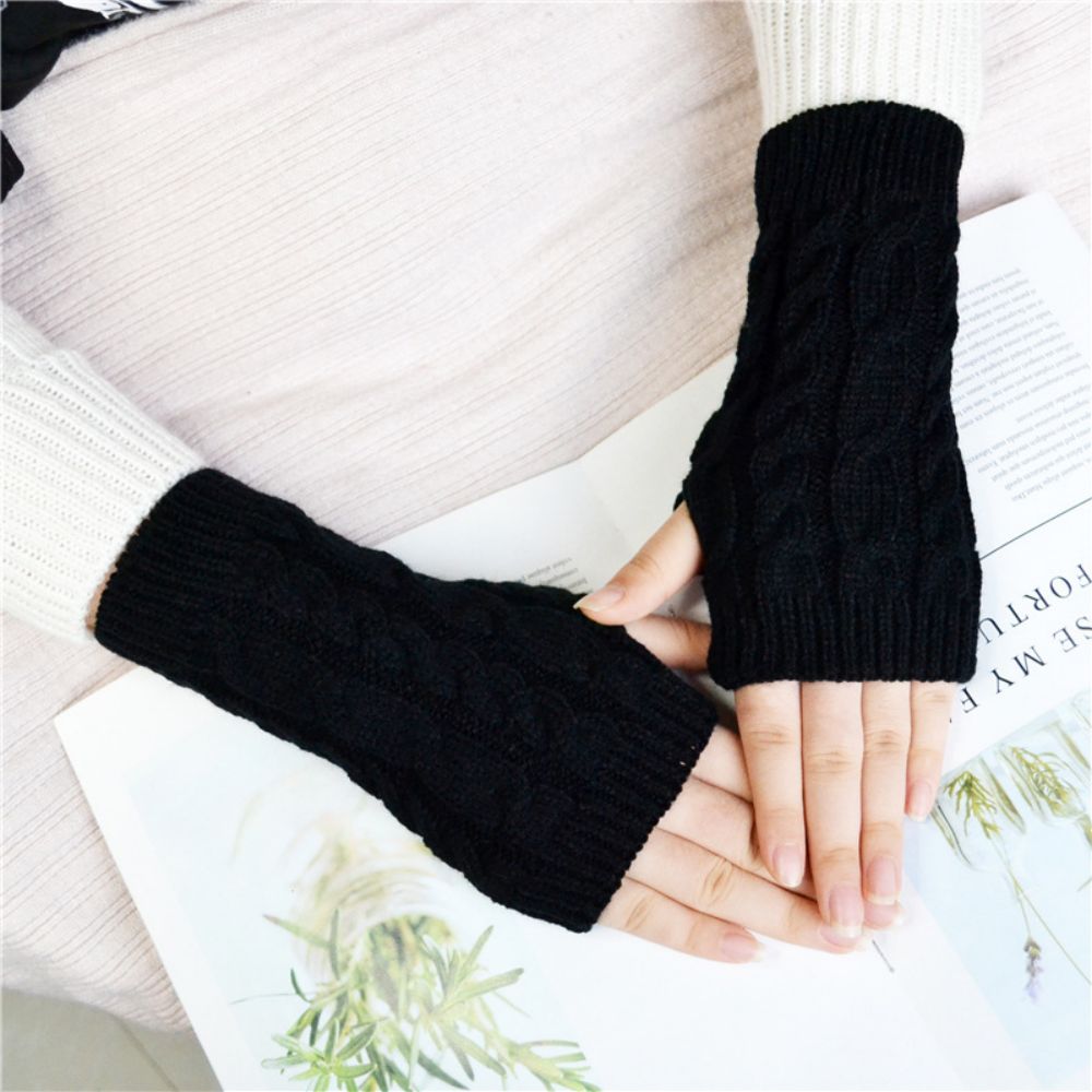 Knitted Half Finger Gloves Cycling Thermal Short Gloves-MyPhotoSocks