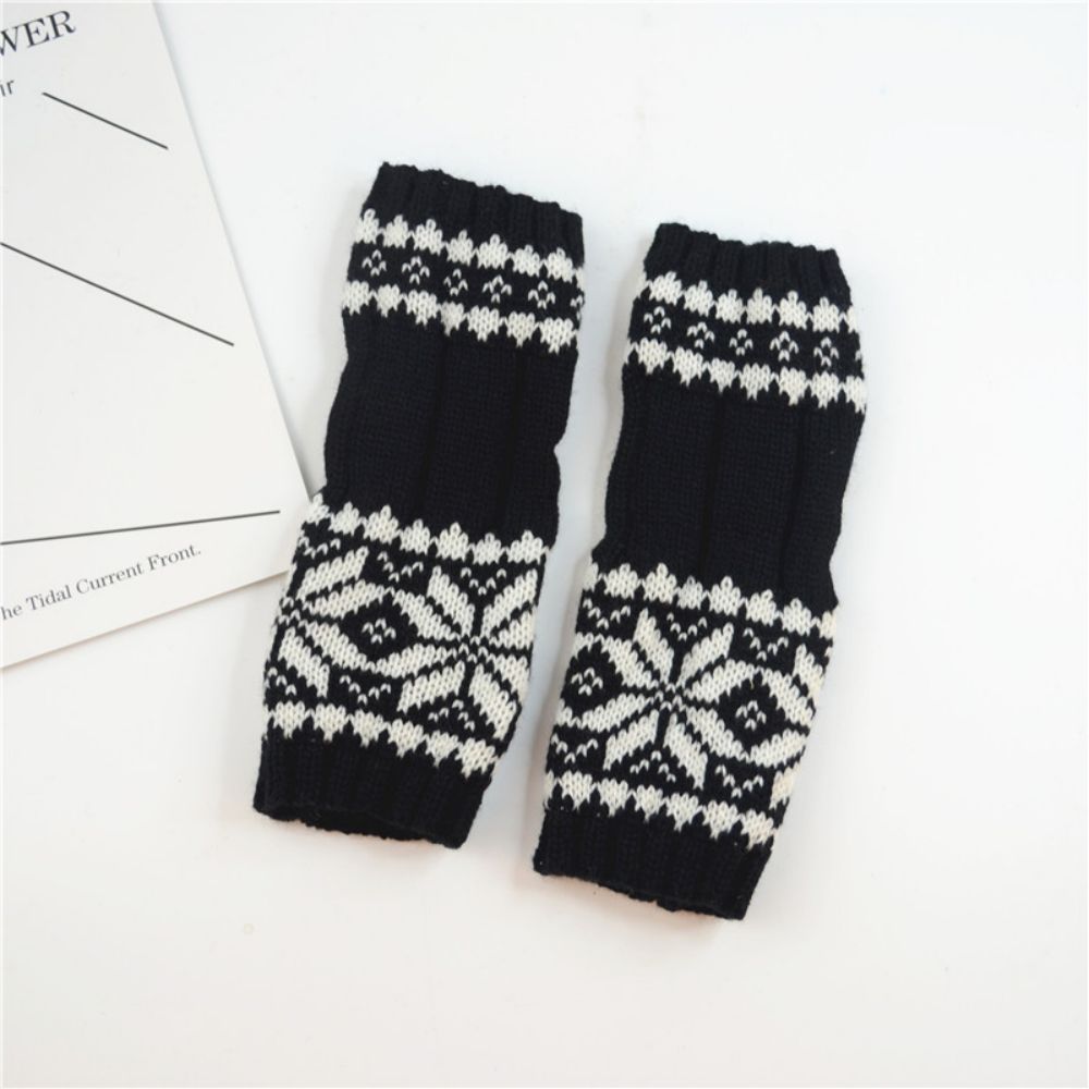 Winter Women's Sleeves Wool Knitted Gloves Warm Short Snowflake Arm Sleeves-MyPhotoSocks