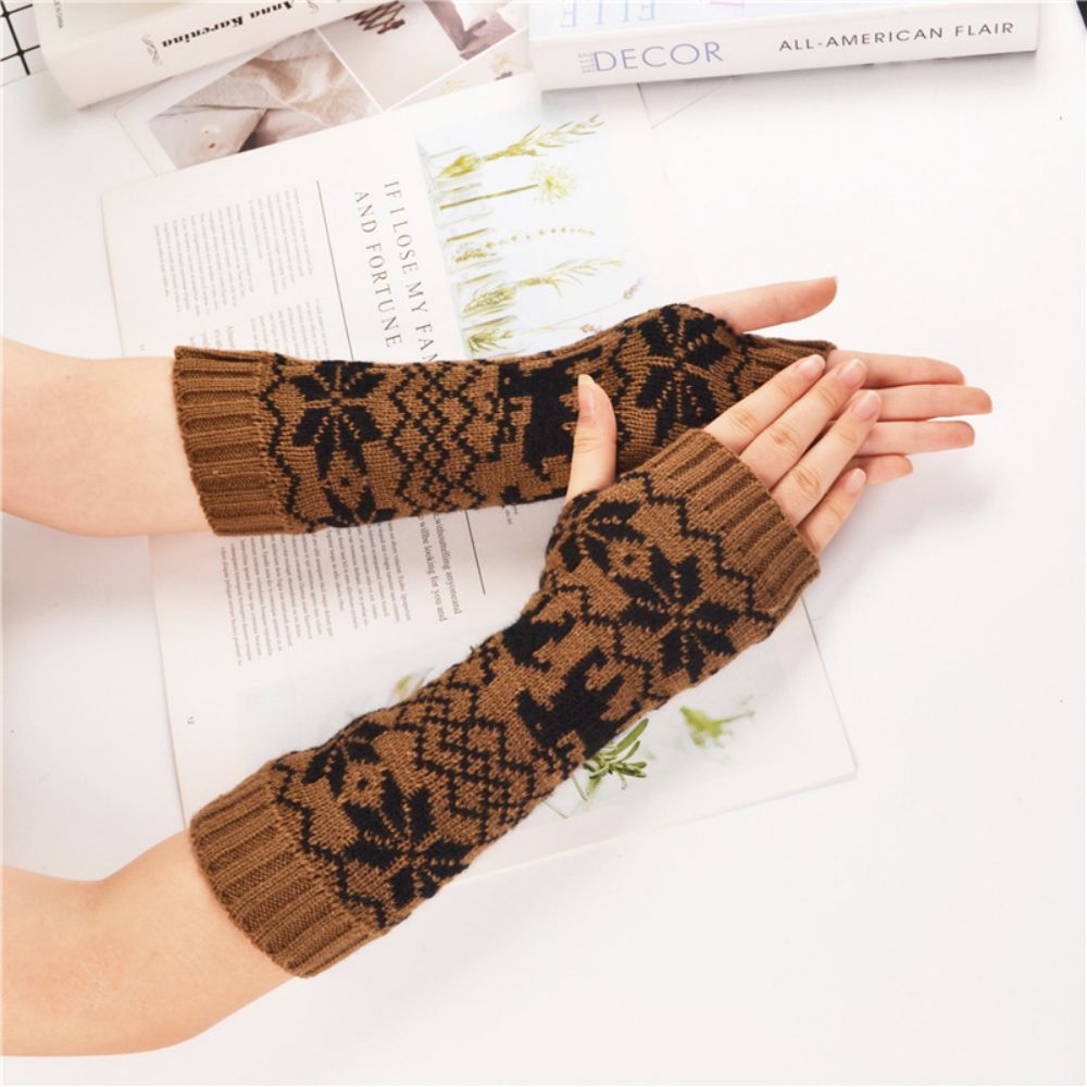 Winter Warm Gloves Cute Fawn Knitted Dime Mid-Length Arm Cover Fingerless-MyPhotoSocks