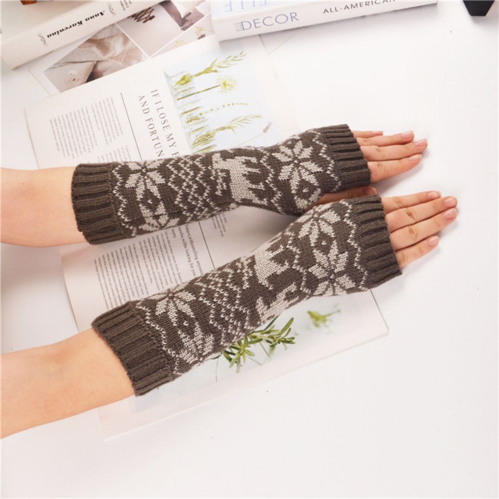 Winter Warm Gloves Cute Fawn Knitted Dime Mid-Length Arm Cover Fingerless-MyPhotoSocks