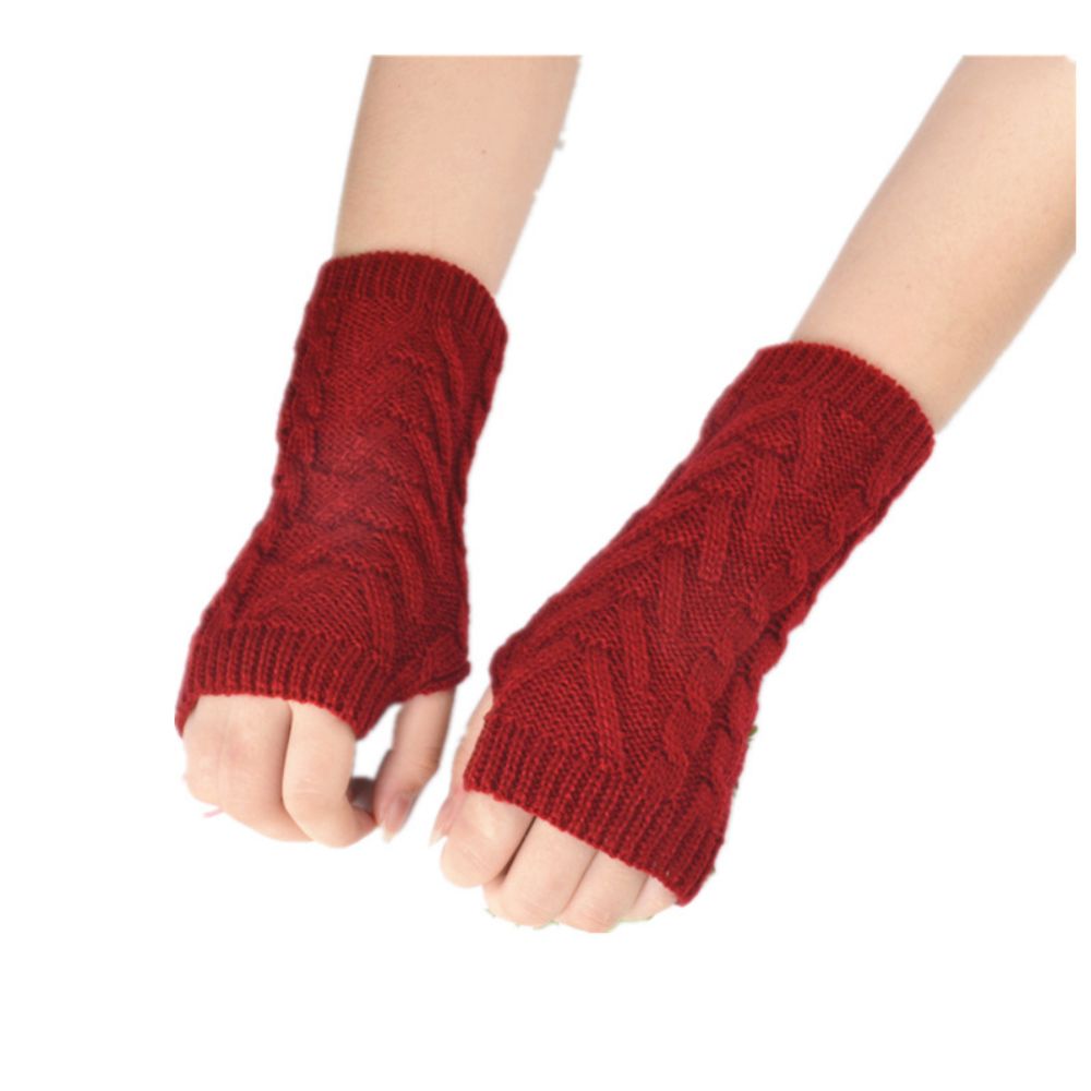 Half Finger Gloves Winter Wool Outdoor Warm Short Fingerless Gloves-MyPhotoSocks