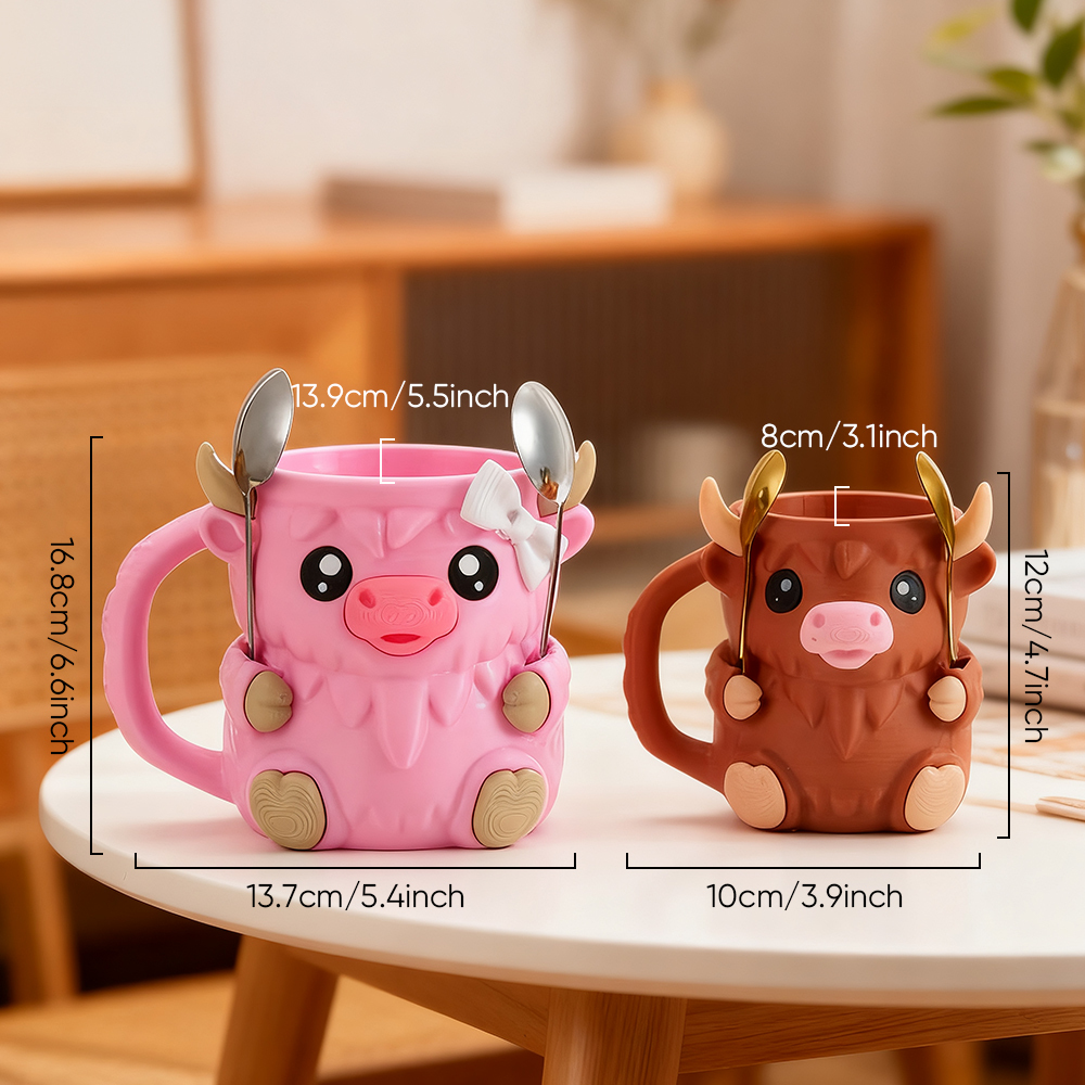 Christmas Gifts Cute Cow Style Ice Cream Pint Holder with Handle and Spoon – Reusable Antifreeze Cooler Sleeve for Ice Cream, Drinks, and Desserts Funny Cow Gifts for Ice Cream Lovers