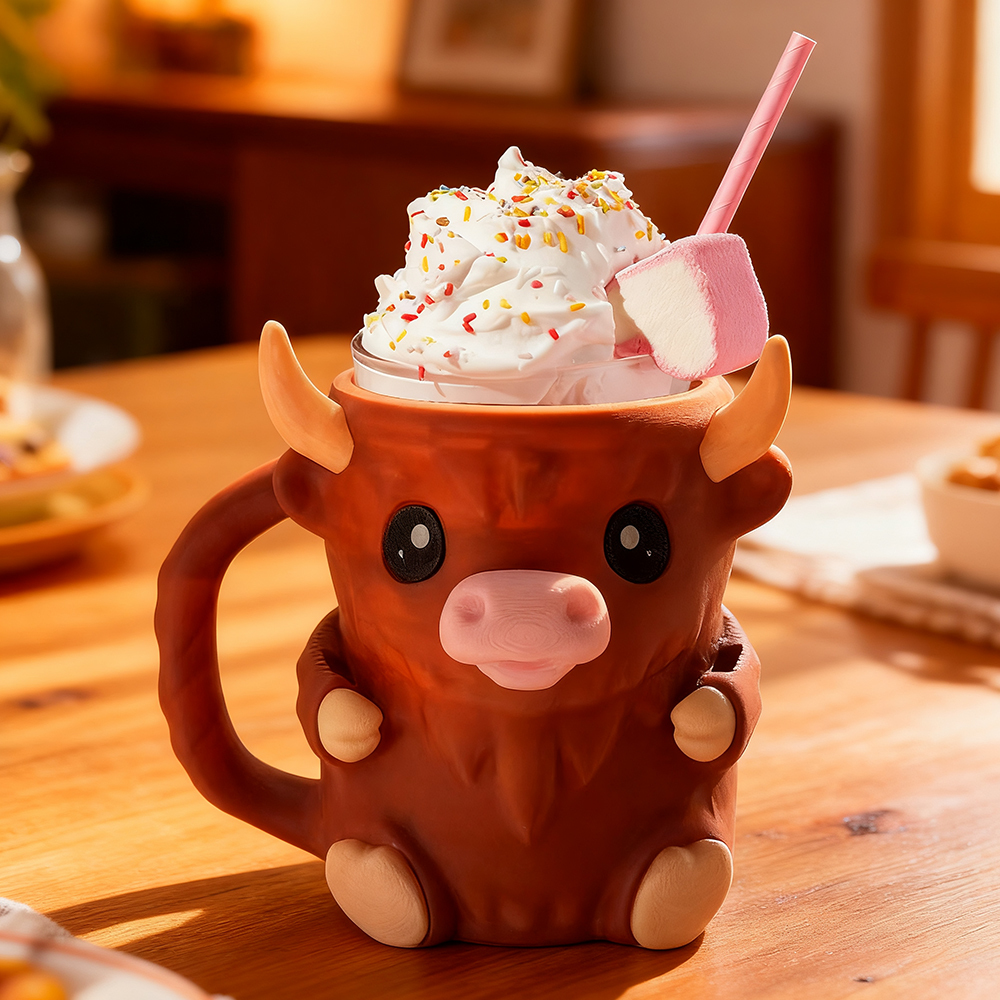 Christmas Gifts Cute Cow Style Ice Cream Pint Holder with Handle and Spoon – Reusable Antifreeze Cooler Sleeve for Ice Cream, Drinks, and Desserts Funny Cow Gifts for Ice Cream Lovers