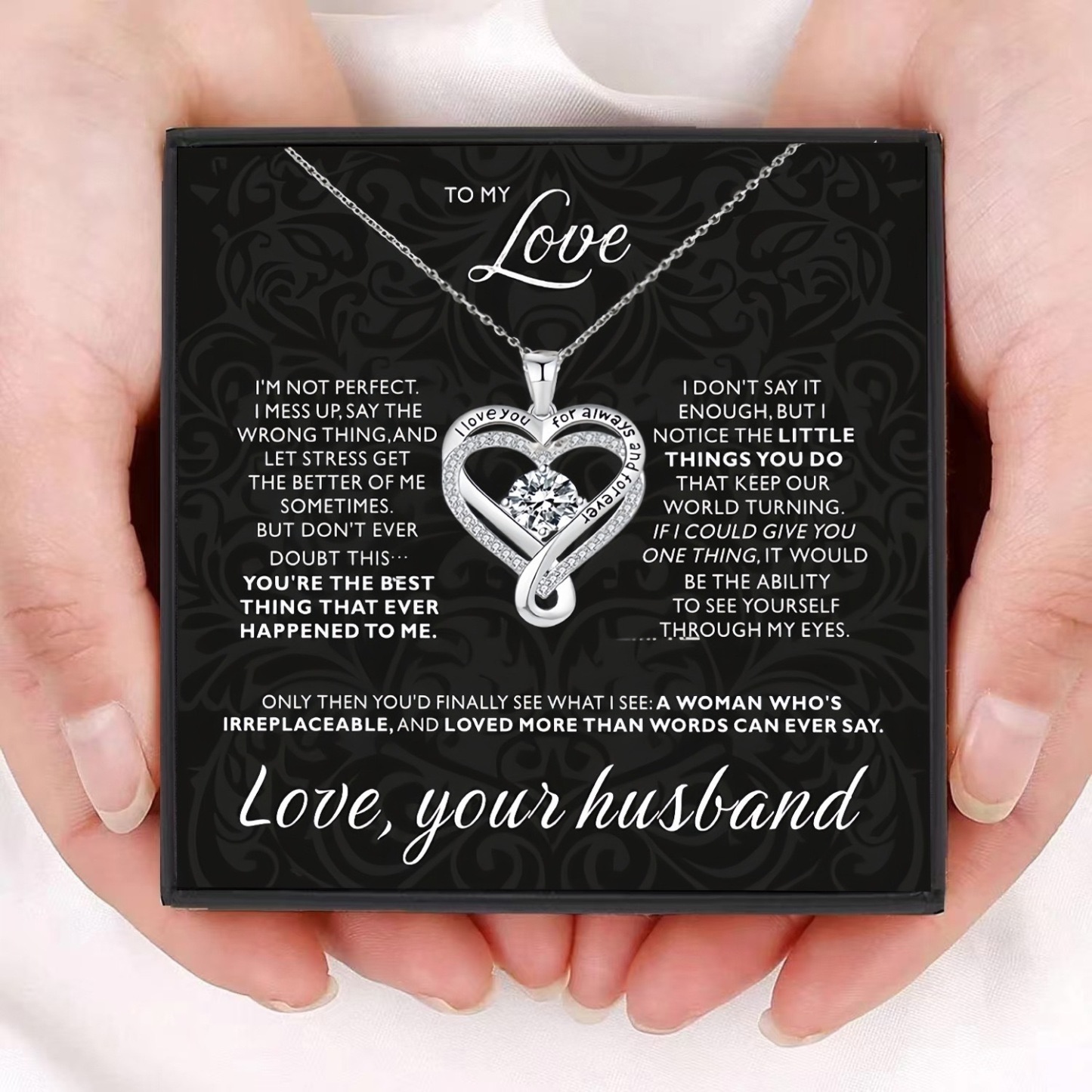 "To My Wife" Forever & Always Heart Necklace