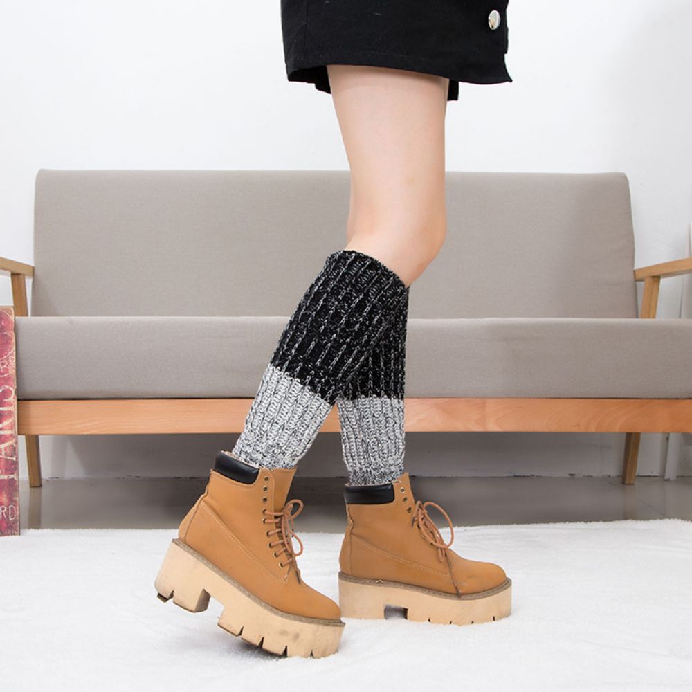 Winter Color Block Wool Socks Knitted Socks-MyPhotoSocks