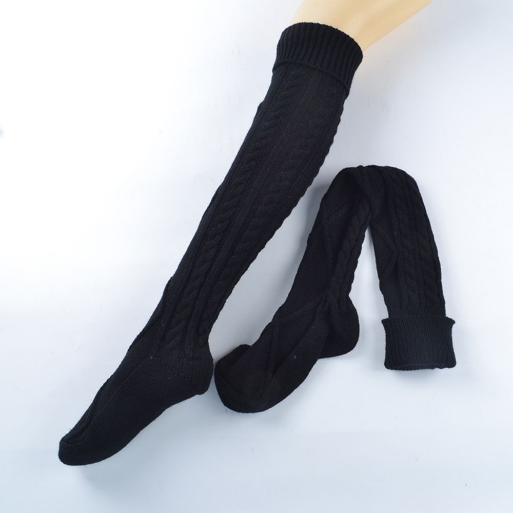 Knitted Wool Rhombus Socks Extended Over The Knee Pile Socks Women Winter Warm-MyPhotoSocks