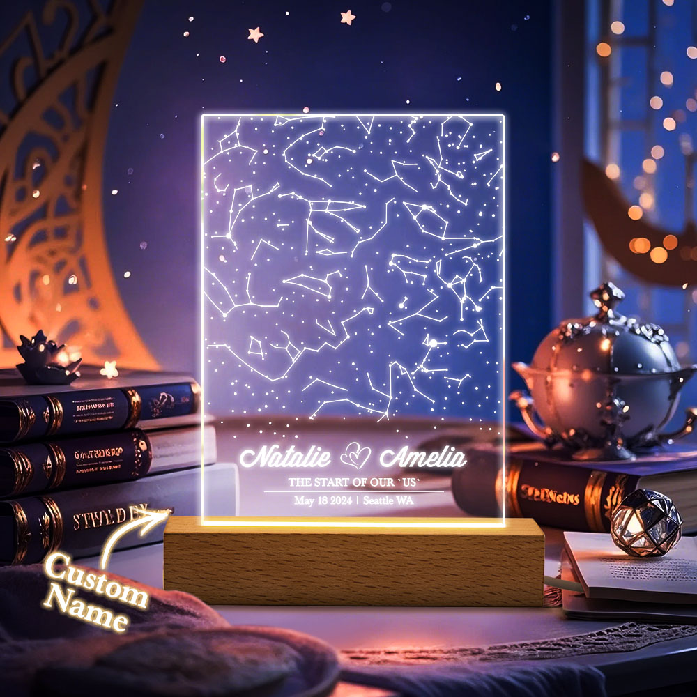 Custom Name Personalized Astrology Acrylic Led Night Light Romantic Starry Sky Memorial Light Gifts for Her - MyPhotoSocks
