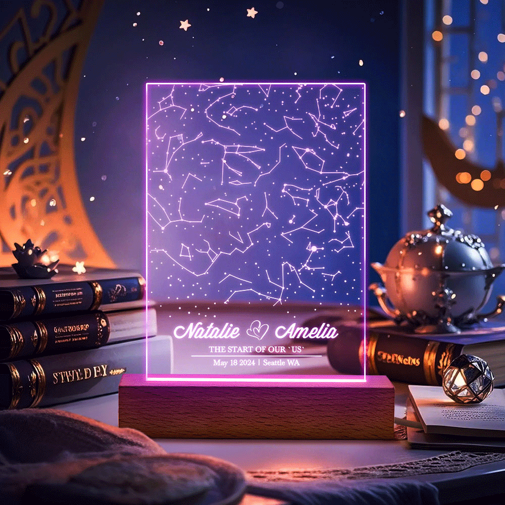 Custom Name Personalized Astrology Acrylic Led Night Light Romantic Starry Sky Memorial Light Gifts for Her - MyPhotoSocks