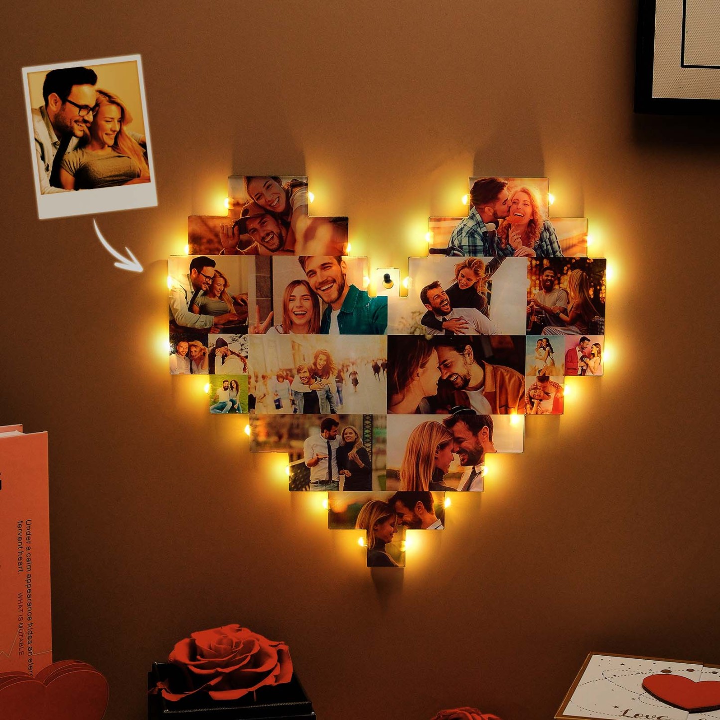 Personalized Heart Photo Lamp Acrylic Wall Decor Light Best Gift for Your Lover