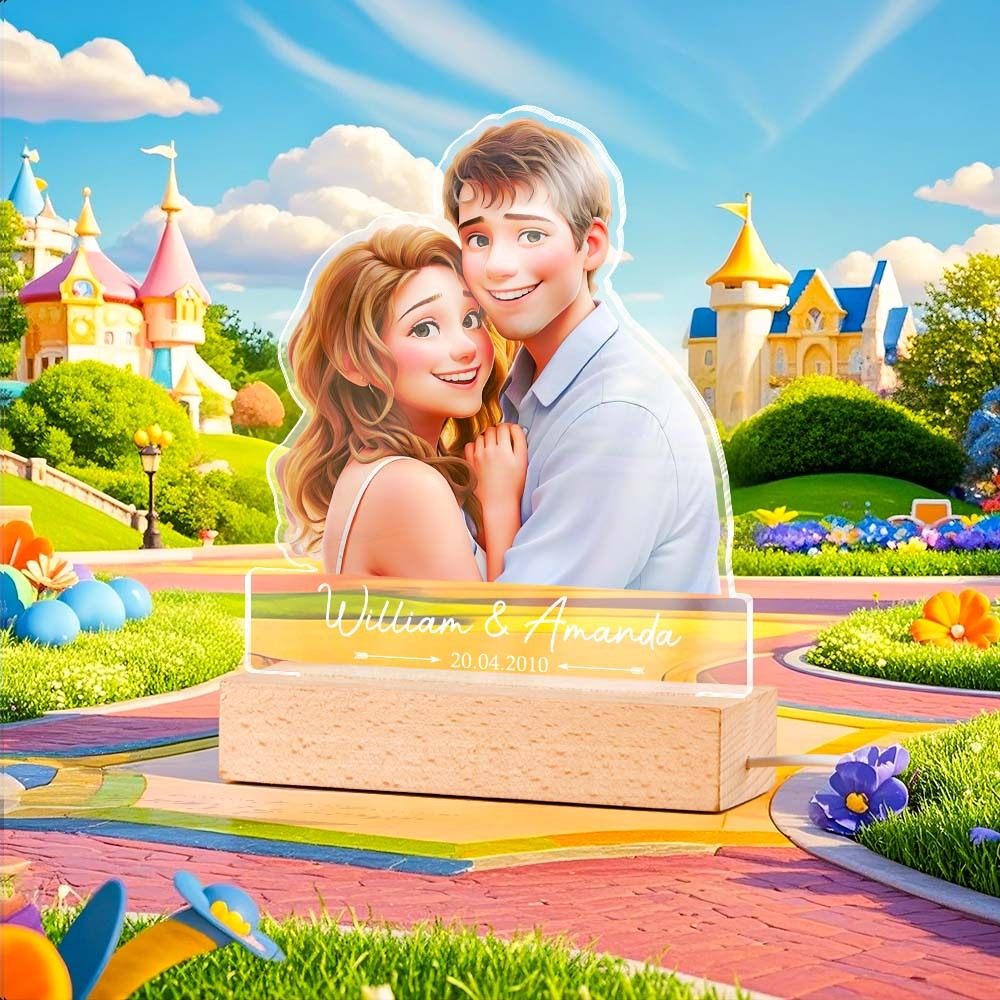 Custom Photo Cartoon Style - Customized Personalized 3D LED Light - Gift For Couple, Family