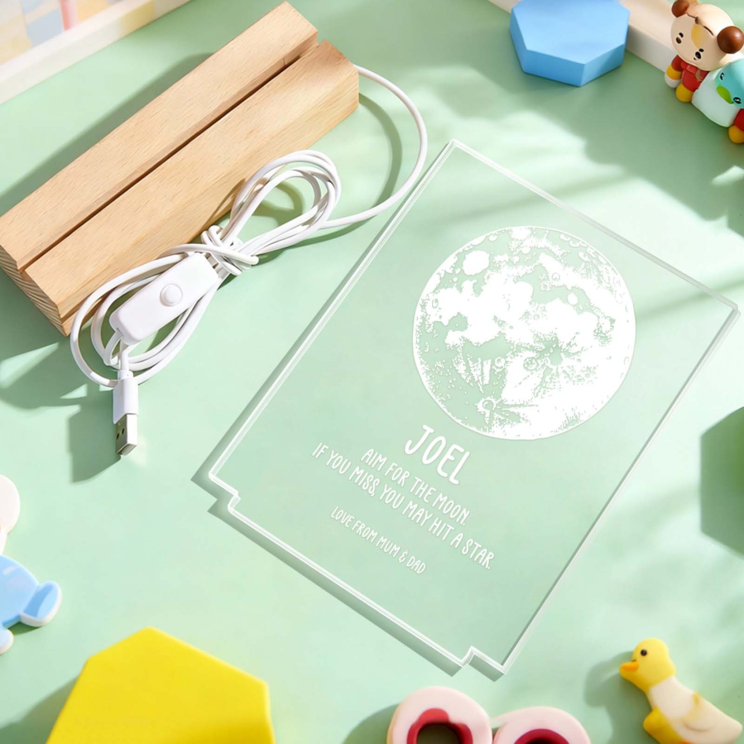 Personalized Moon & Star Map Acrylic Night Light – Custom Photo & Text Romantic Valentine’s Gift