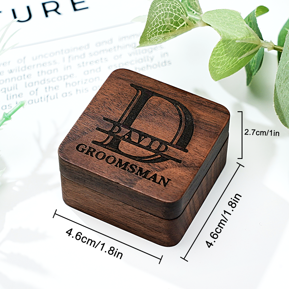 Personalized Engraved Cufflinks Set with Wooden Box Wedding Gift for Men Groomsmen - MyPhotoSocks