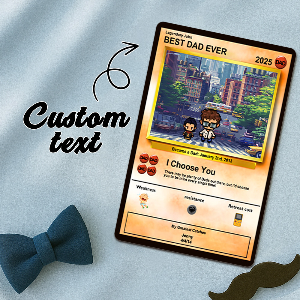 Father's Day Poke Card, Custom Poke Card Fathers Day Gift For A Poke Lover! Printed On Our Signature Metal Cards To Create A Memorable Keepsake - MyPhotoSocks