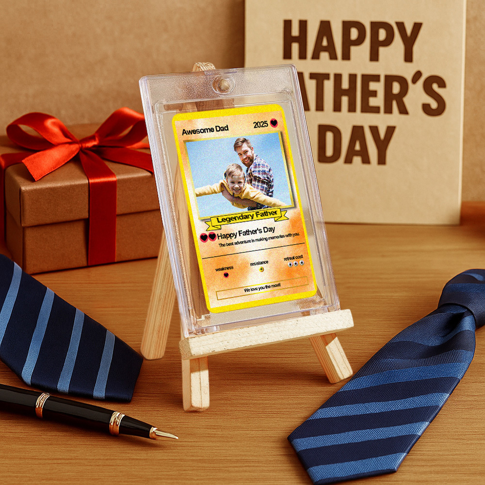 Custom Father's Day Poke Card Personalized Game Inspired Card Gift for Dad Father's Day Keepsake - MyPhotoSocks