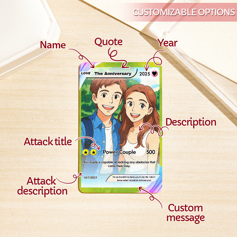 Custom Card Personalised Trading Card Gift For Him/Her or Couples. Unique Magnet Replica Cards. Birthdays, Anniversary Day
