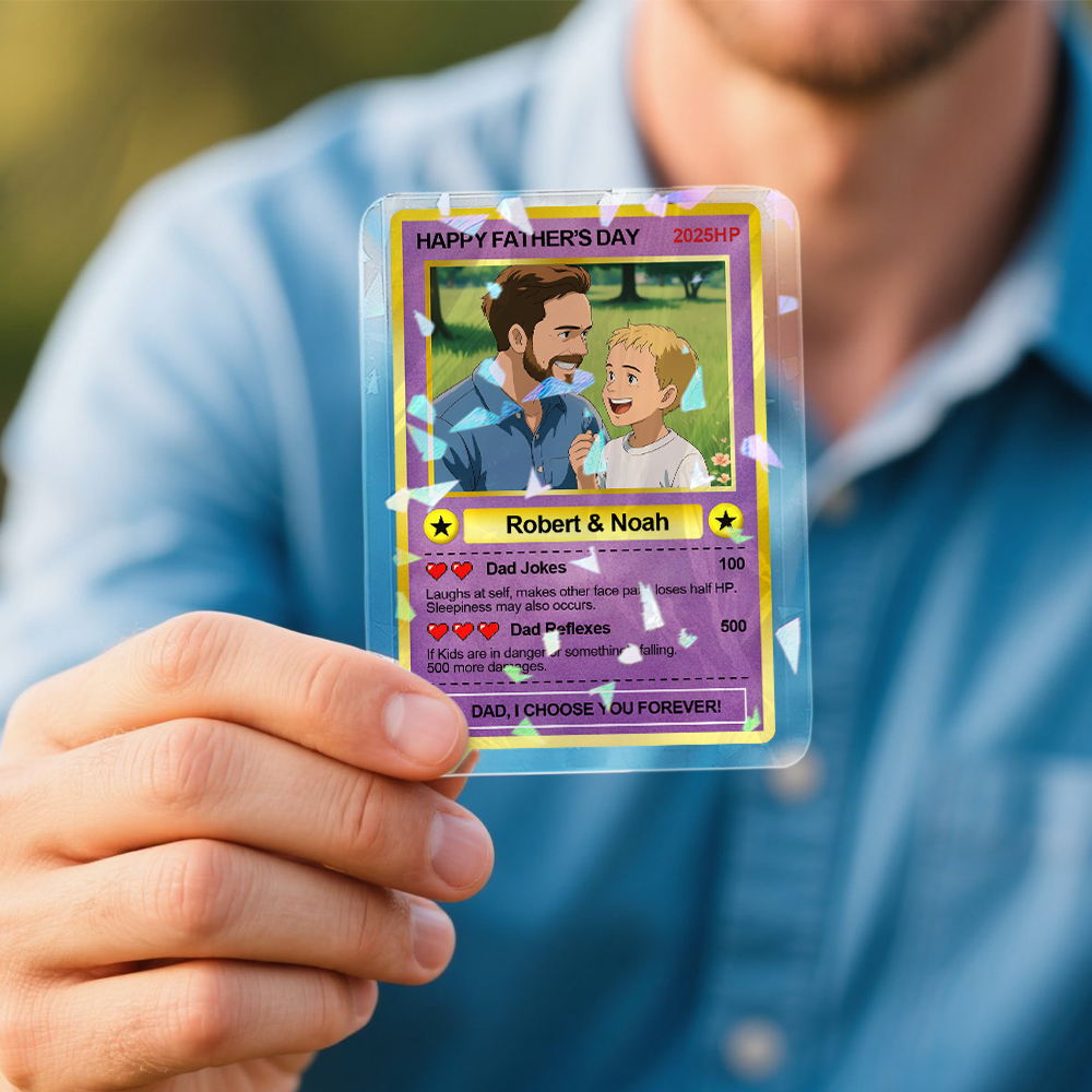 Personalized Father's Day Anime Card, Fathers Day Gift From Kids, Game Dad Gift, Custom Photo Trading Anime Card, Gamer Husband Gift,New Dad