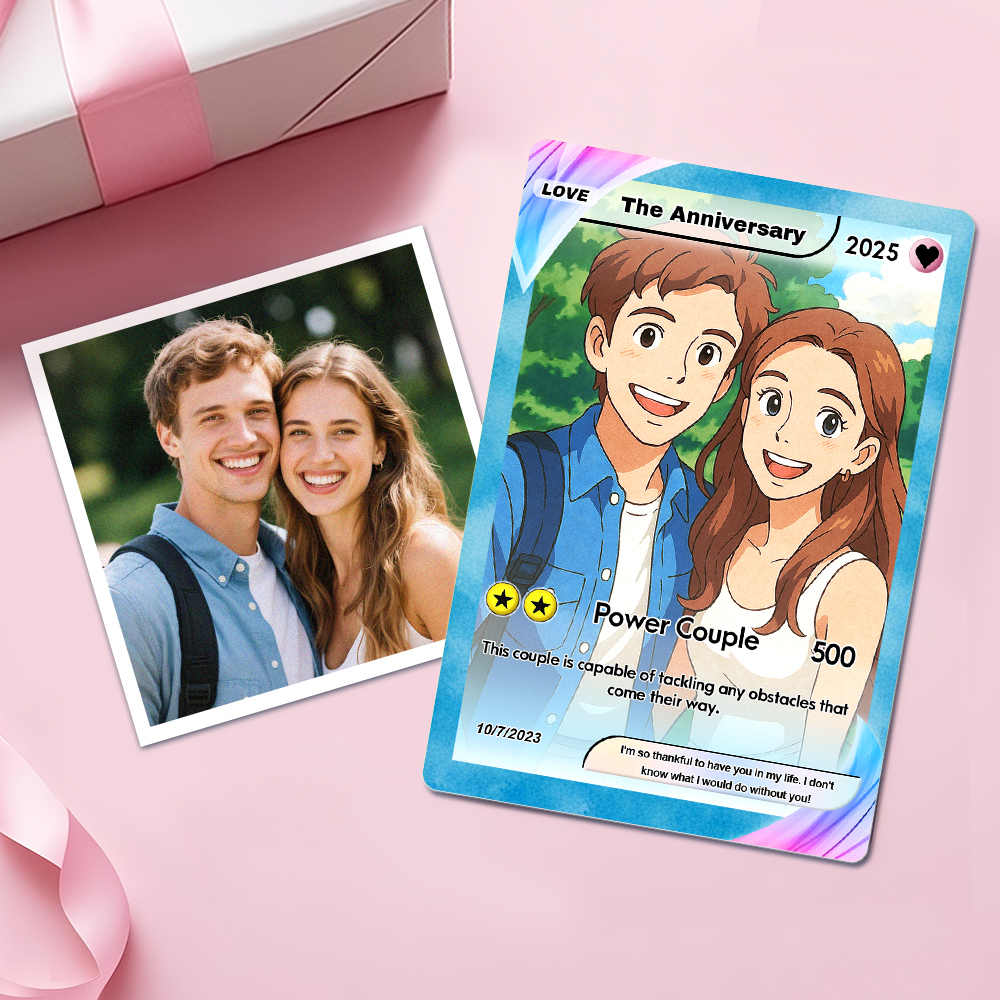 Custom Card Personalised Trading Card Gift For Him/Her or Couples. Unique Magnet Replica Cards. Birthdays, Anniversary Day