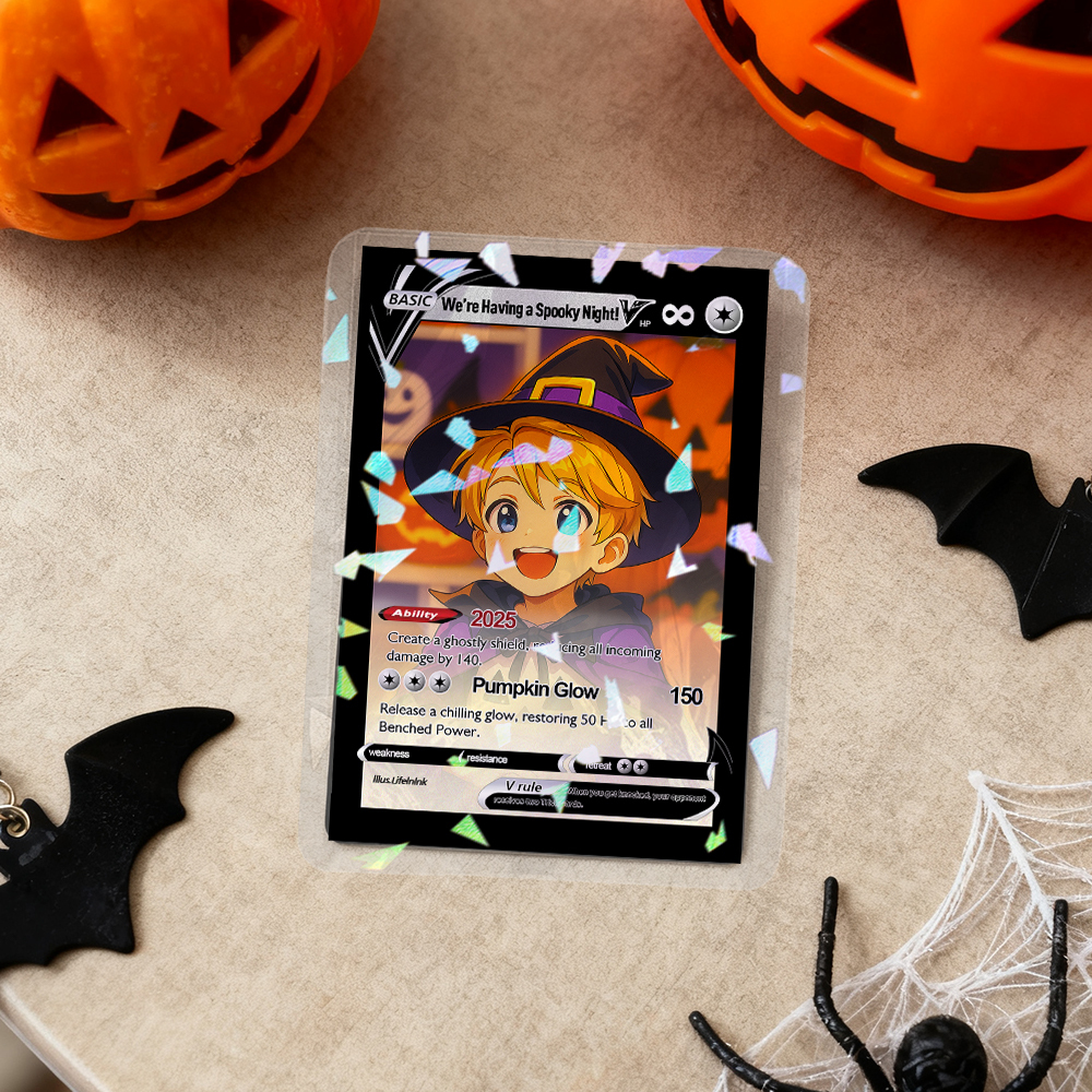 Custom Halloween Trading Card Turn Your Pet into a Spooky Poke Card Personalized Pet Halloween Gift - MyPhotoSocks