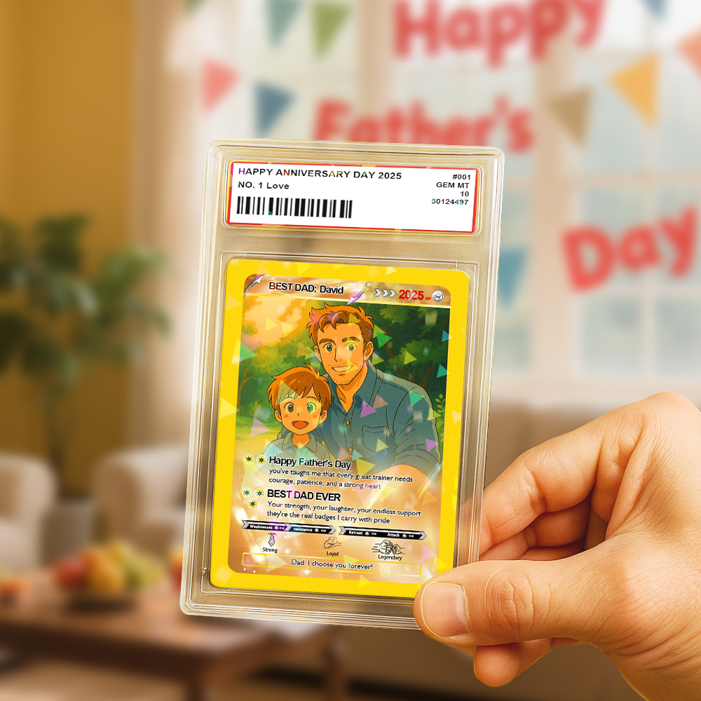 Personalized Father Tie Poke Card Retro Cartoon-Inspired Mini Gift for Dad Photo Text Poke Card - MyPhotoSocks