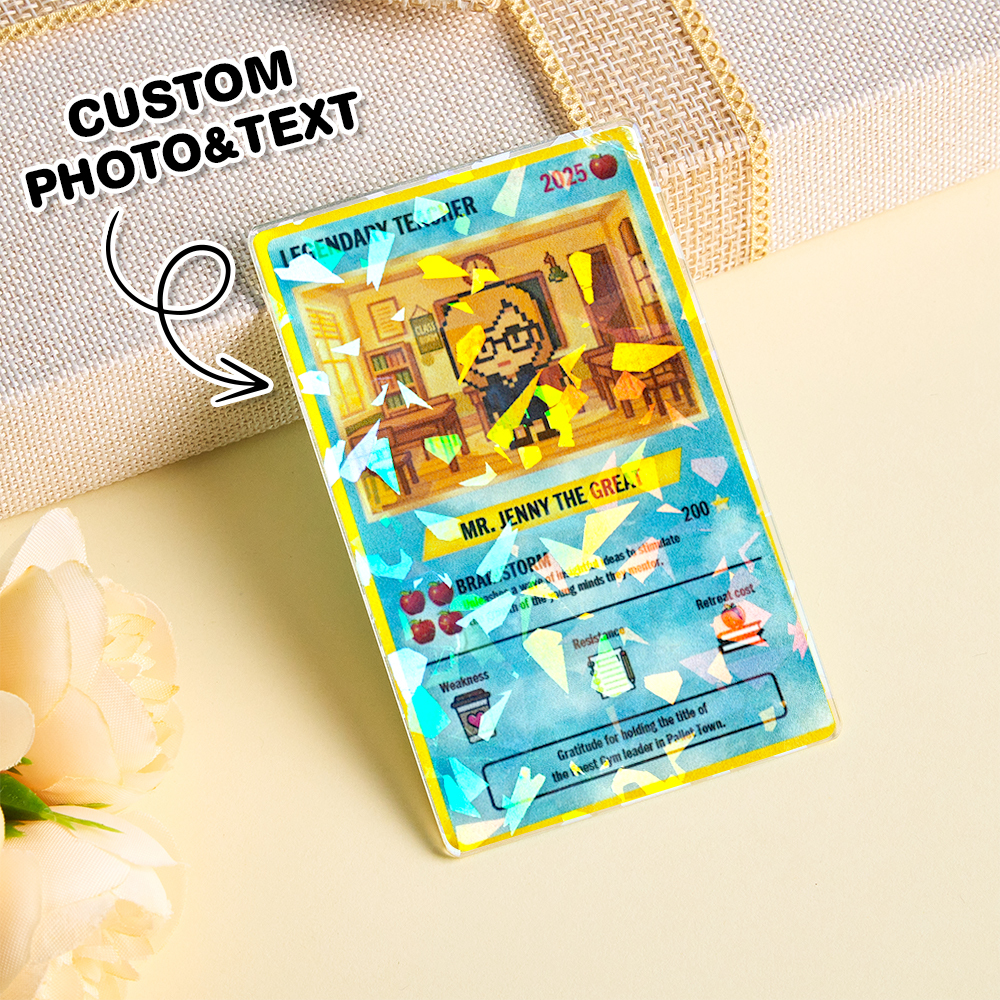Personalized Teacher Card Customize Anime Acrylic Hologram Card for Teacher Legendary Teacher Card Hologram Ornament Gift