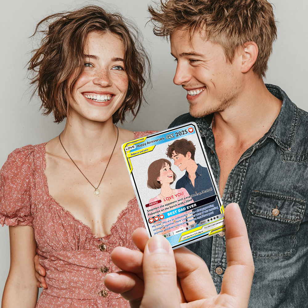 Personalized Poke Card Anime Acrylic Card for Couple Card Hologram Ornament Anniversary Gift