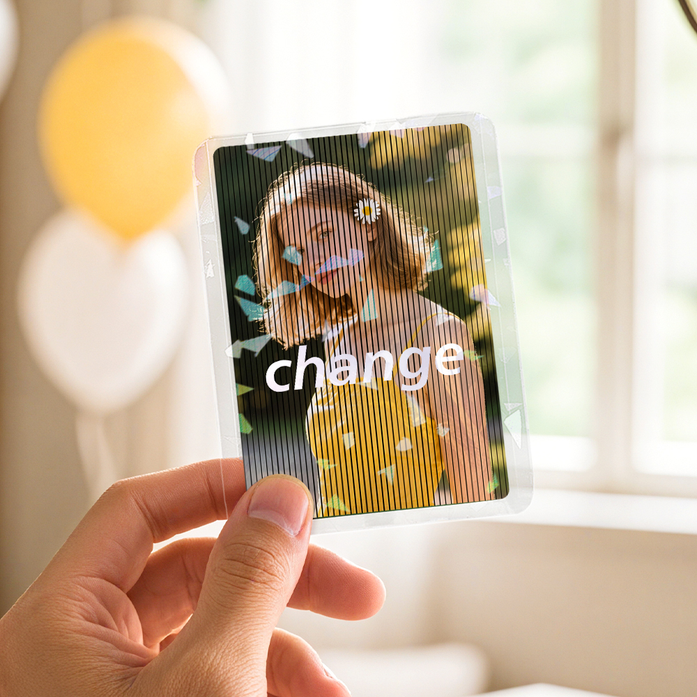Custom Poke Card Custom Photo Changing Card – Personalized Double-Sided Card with Stand, Unique Gift for Birthday, Anniversary, Couples & Friends