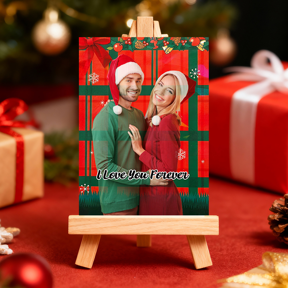 Personalized Lenticular Card Christmas Photo Anime Style Christmas Gift Holiday Greeting Card - MyPhotoSocks